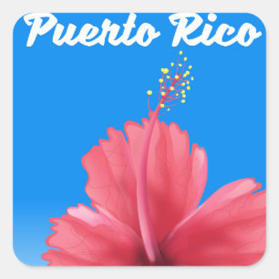 Sticker Carré Affiche de voyage Fleur de maga de Porto Rico