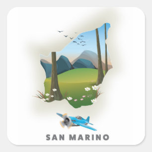 Sticker Carré Affiche de voyage illustrée de Saint-Marin.