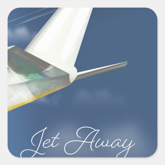 Sticker Carré Affiche de voyage Jet Away. (Devant)