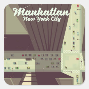 Sticker Carré Affiche de voyage Manhattan New York City.