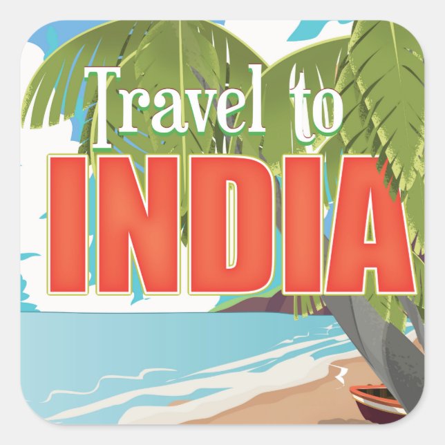 Sticker Carré Affiche de voyage pour l'Inde (Devant)