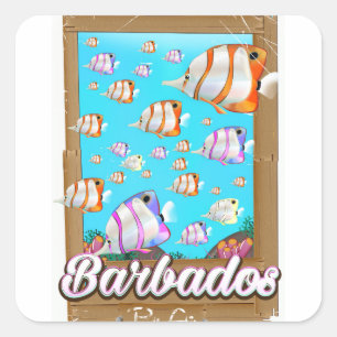 Sticker Carré Affiche de voyage pour poissons tropicaux de la Ba