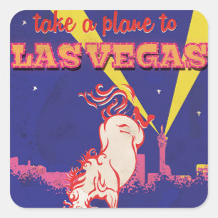 Sticker Carré Affiche de voyage rétro Las Vegas, Nevada.