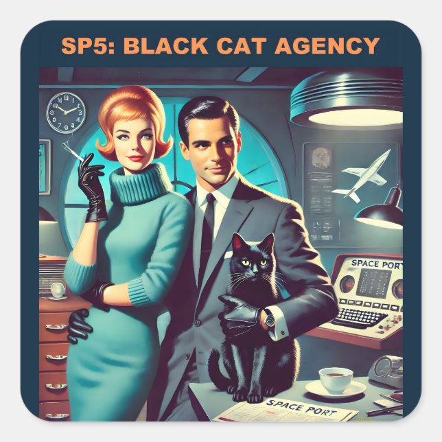 Sticker Carré Affiche de voyage spatial Martini SP5 : Agence Bla (Devant)