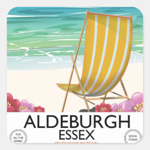 Sticker Carré Affiche de voyage sur la plage d'Aldeburgh Essex