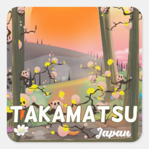 Sticker Carré Affiche de voyage Takamatsu Japon