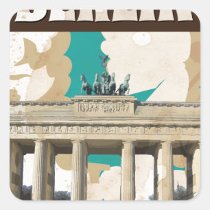 Sticker Carré Affiche de voyage vintage à Berlin