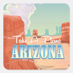 Sticker Carré Affiche de voyage vintage Arizona