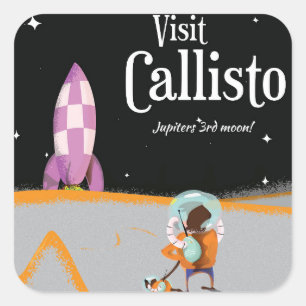 Sticker Carré Affiche de voyage vintage Callisto (lune de Jupite