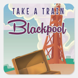 Sticker Carré Affiche de voyage vintage de Blackpool
