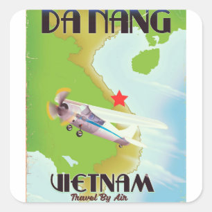 Sticker Carré Affiche de voyage vintage de Da Nang Vietnam