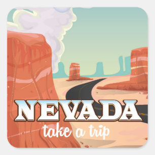 Sticker Carré Affiche de voyage vintage de l'État du Nevada