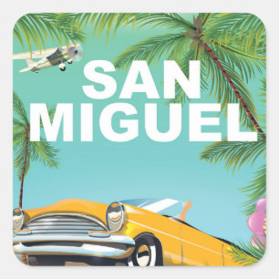 Sticker Carré Affiche de voyage vintage de San Miguel El Salvado