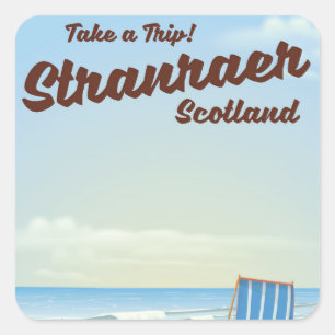 Sticker Carré Affiche de voyage vintage de Stranraer Scotland