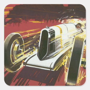 Sticker Carré Affiche de voyage vintage, Grand Prix automobile d