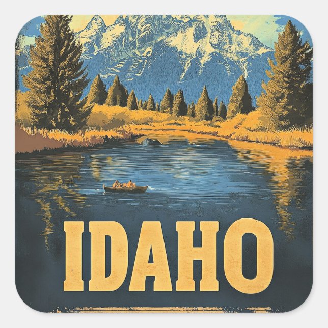 Sticker Carré Affiche de voyage vintage Idaho (Devant)