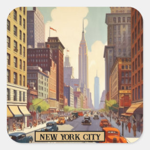 Sticker Carré Affiche de voyage vintage New York City
