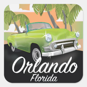 Sticker Carré Affiche de voyage vintage Orlando Floride