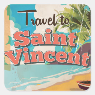 Sticker Carré Affiche de voyage vintage Saint-Vincent.