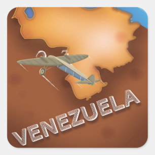 Sticker Carré affiche de voyage vintage venezuela