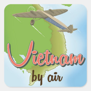 Sticker Carré affiche de voyage vintage Vietnam