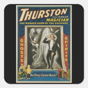 Sticker Carré Affiche Magique Vintage, Thurston, Le Grand Magici