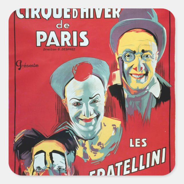 Sticker Carré Affiche publicitaire du Cirque d'Hiver de Paris (Devant)
