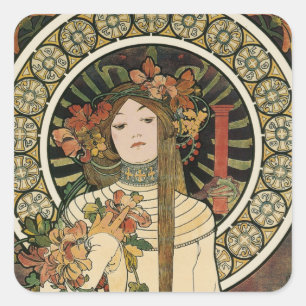 Sticker Carré Affiche vintage Alfonse Mucha Trappistine Nouveau