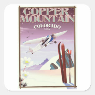 Sticker Carré Affiche vintage Copper Mountain colorado