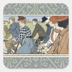 Sticker Carré Affiche vintage de cyclisme Art nouveau de bicycle