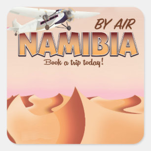 Sticker Carré Affiche vintage de vol pour la Namibie.