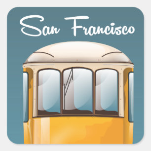 Sticker Carré Affiche vintage de voyage de voyage de San