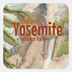Sticker Carré Affiche vintage de Yosemite