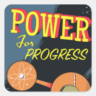 Sticker Carré Affiche vintage Power For Progress Atomique