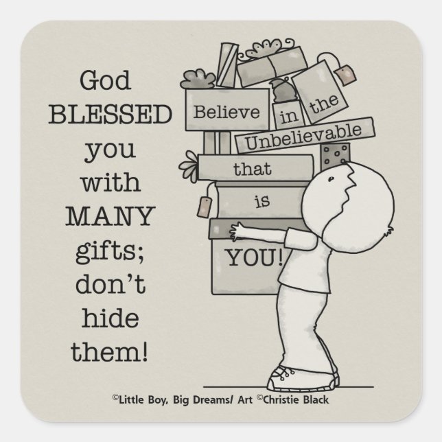 Sticker Carré Afficher vos cadeaux (Devant)