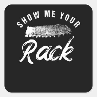 Sticker Carré Afficher Votre Rack | Amour Fumé BBQ Ribs