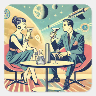 Sticker Carré Affiches de voyage spatial Martini Équipage de vol