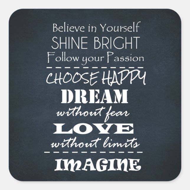 Sticker Carré Affirmations de devis motivationnelles (Devant)