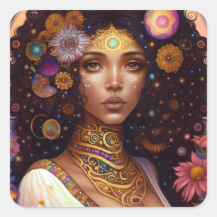 Sticker Carré African American Black Goddess Queen Imaginaire Ar