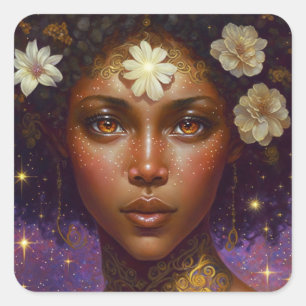 Sticker Carré African American Black Goddess Queen Imaginaire Ar
