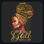 Sticker Carré African American Girl God Dit Que Je Suis Black Pr<br><div class="desc">African American Girl God Dit Que Je Suis Black Pride</div>