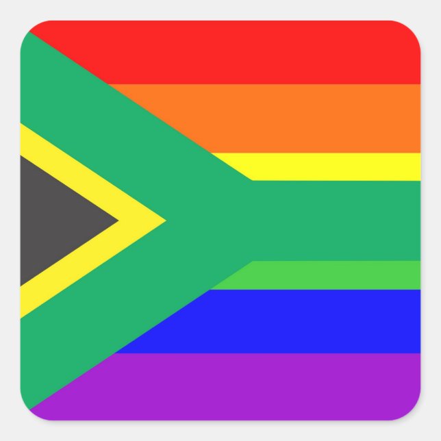 Sticker Carré afrique du sud gay fier rainbow flag pays (Devant)