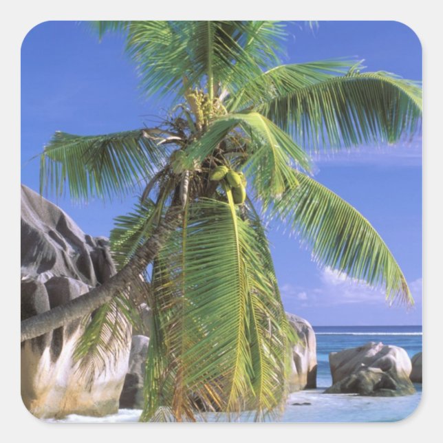 Sticker Carré Afrique, Seychelles, île de La Digue. Granite 2 (Devant)