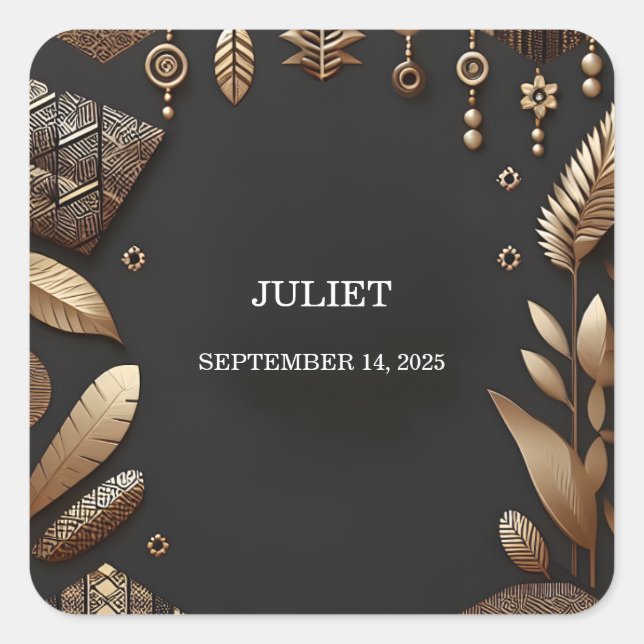 Sticker Carré Afrique Traditionnel Brun Nigeria Fête de Mariée (Devant)