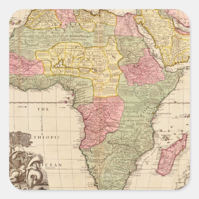 Sticker Carré Afrique vers 1725 (Devant)