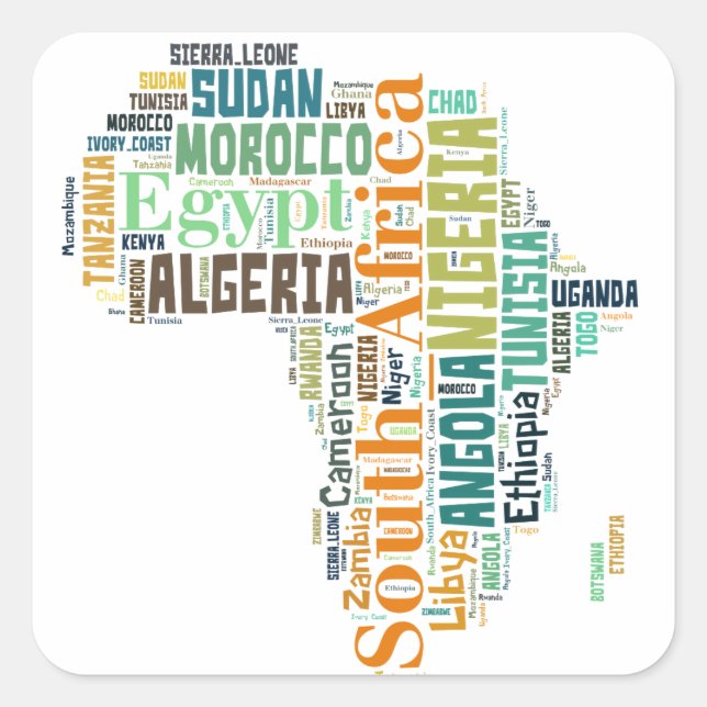 Sticker Carré Afrique Word Art (Devant)