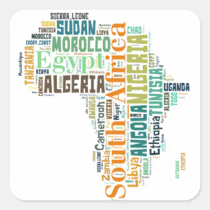 Sticker Carré Afrique Word Art