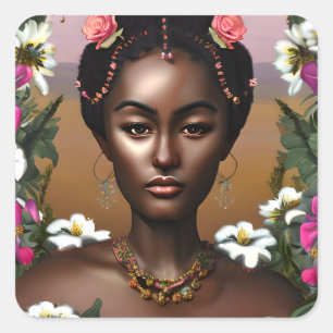 Sticker Carré Afro-Américaine Beauté IA Art