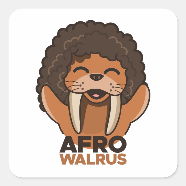 Sticker Carré Afro Walrus (Devant)