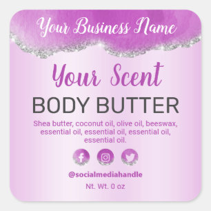 Sticker Carré Agate subtil Purple Silver Parties scintillant Éti